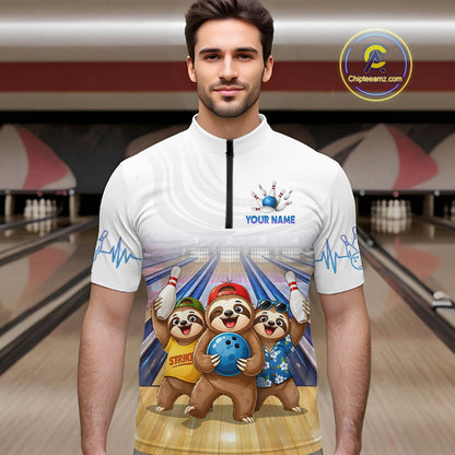 Custom Funny Sloth Bowling Shirt for Men Bowling Team Jersey Bowling League Bowling Cloth HNT299