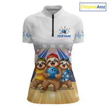 Load image into Gallery viewer, Custom Funny Sloth Bowling Shirt for Women Bowling Team Jersey Bowling League Bowling Cloth HNT299