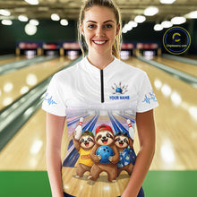 Load image into Gallery viewer, Custom Funny Sloth Bowling Shirt for Women Bowling Team Jersey Bowling League Bowling Cloth HNT299