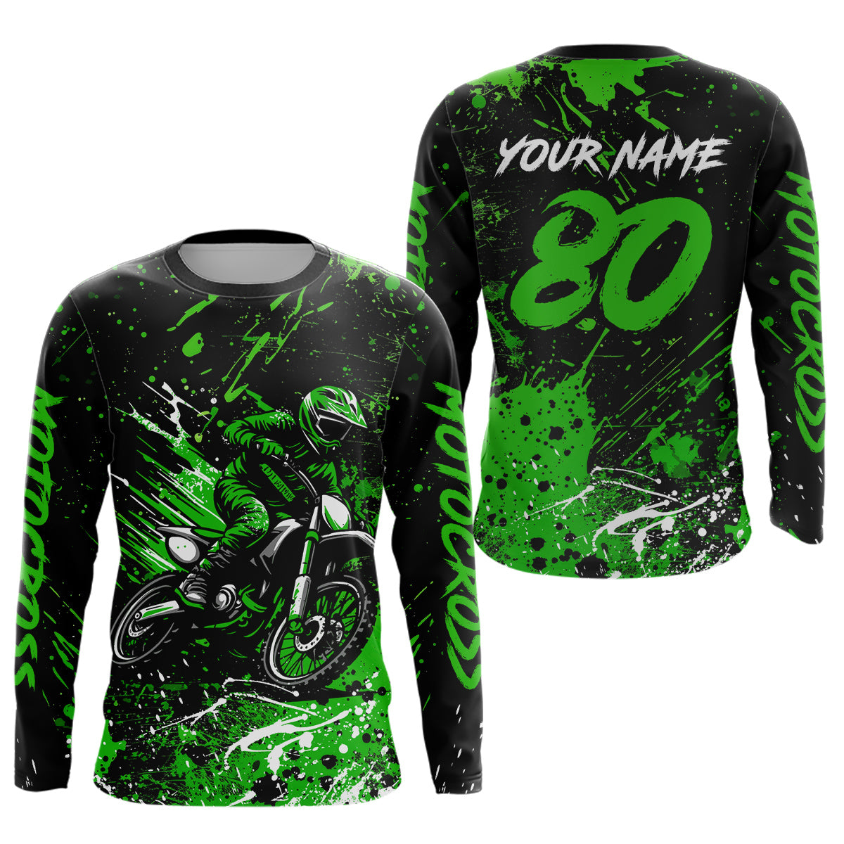 Green Youth Motocross Jersey Custom Motocycle Shirts Men Women Kid Motocross Shirt UPF30+ DNT39