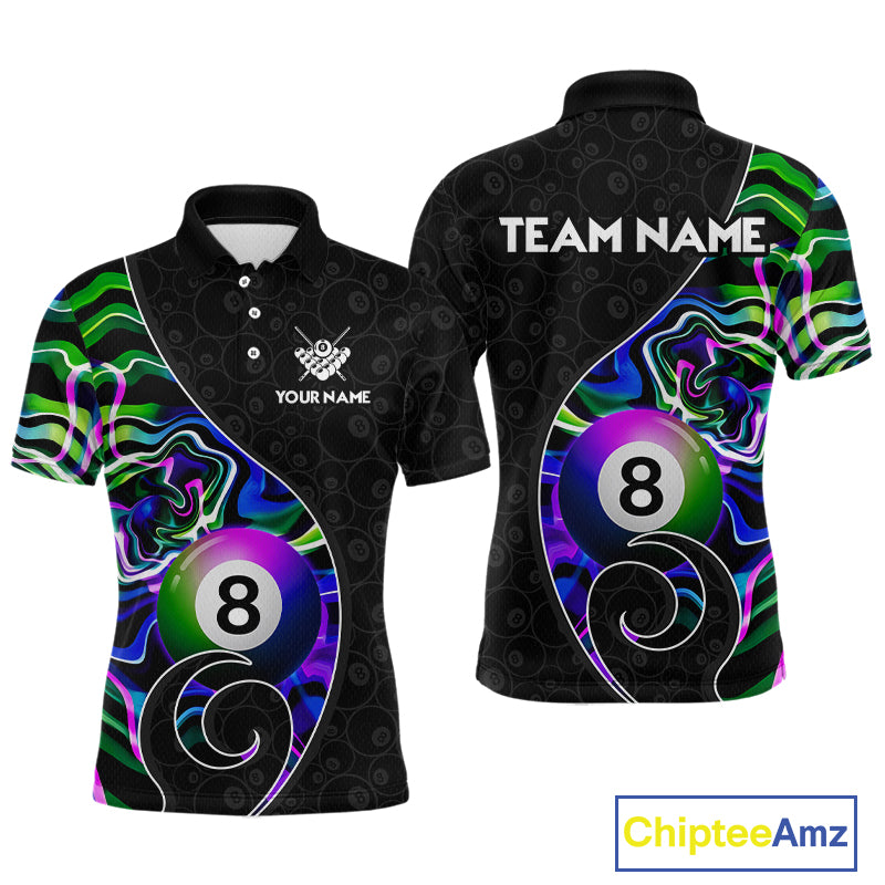 Custom Green Neon Wave 8 Ball Billiard Shirts for Men Billiard Team Jerseys Billiard League NNT271