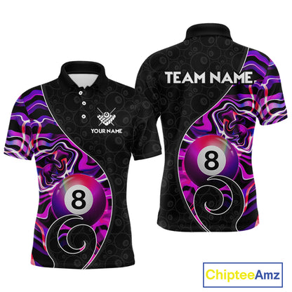 Custom Purple Neon Wave 8 Ball Billiard Shirts for Men Billiard Team Jerseys Billiard League NNT271