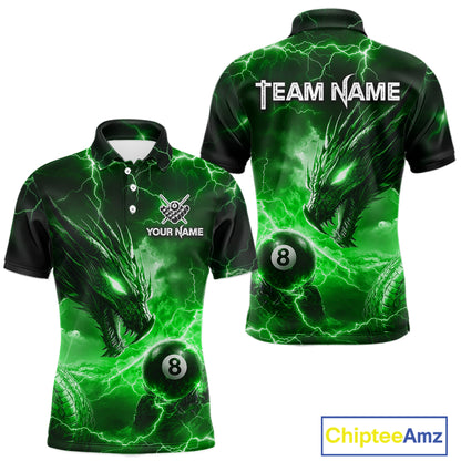 Custom Green Lightning Dragon 8 Ball Billiard Shirts for Men Billiard Team Jerseys Billiard League NNT281