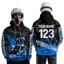 Load image into Gallery viewer, Custom Blue Motocross Jersey Hoodie Kid Men Women Youth Dirt Bike Motorcycle Hoodie HOT37