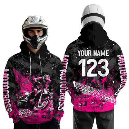 Custom Pink Motocross Jersey Hoodie Kid Men Women Youth Dirt Bike Motorcycle Hoodie HOT37