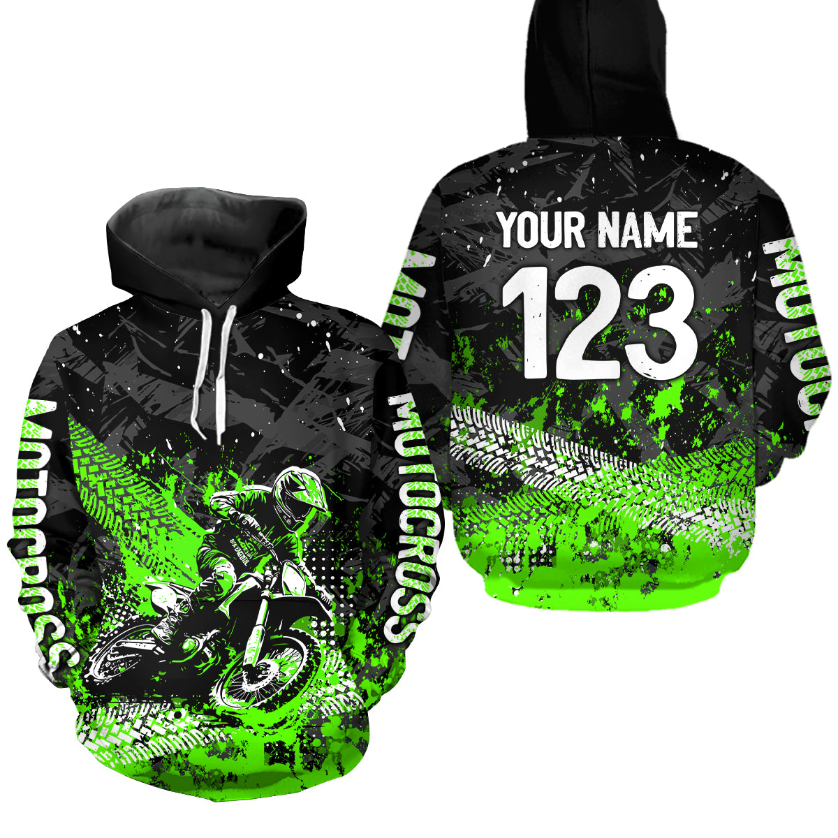 Custom Green Motocross Jersey Hoodie Kid Men Women Youth Dirt Bike Motorcycle Hoodie HOT37