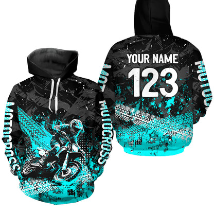 Custom Turquoise Motocross Jersey Hoodie Kid Men Women Youth Dirt Bike Motorcycle Hoodie HOT37