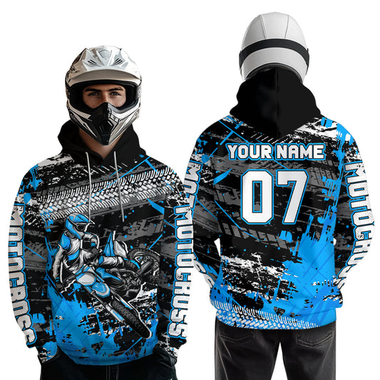 Custom Blue Racing Motocross Hoodie for Kid Men Women Dirt Bike Motorcycle Hoodie HOT40