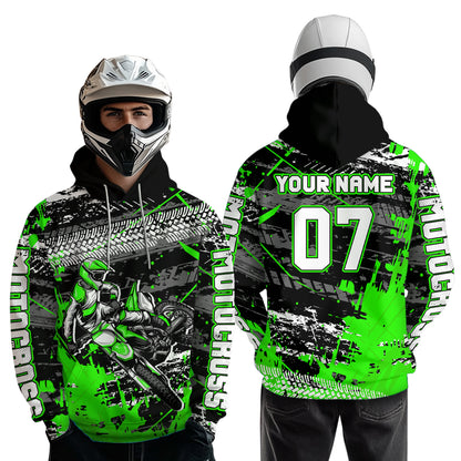 Custom Green Racing Motocross Hoodie for Kid Men Women Dirt Bike Motorcycle Hoodie HOT40