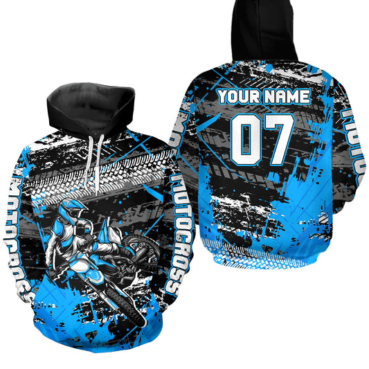Custom Blue Racing Motocross Hoodie for Kid Men Women Dirt Bike Motorcycle Hoodie HOT40