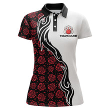 Load image into Gallery viewer, Custom Red Rose Flowers Bowling Jersey for Women Polo &amp; 1/4 Zip Bowling Team Shirts HNT212