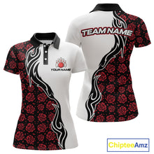 Load image into Gallery viewer, Custom Red Rose Flowers Bowling Jersey for Women Polo &amp; 1/4 Zip Bowling Team Shirts HNT212