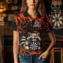 Load image into Gallery viewer, Custom Orange Raccoon Funny Dart Shirt Dart Team Jersey for Women Dartboard Polo &amp; 1/4 Zip Shirts NNT170