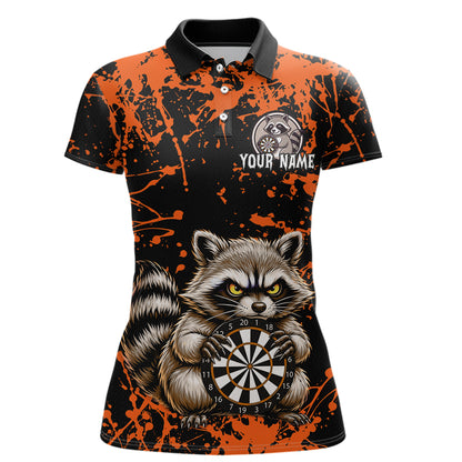 Custom Orange Raccoon Funny Dart Shirt Dart Team Jersey for Women Dartboard Polo & 1/4 Zip Shirts NNT170