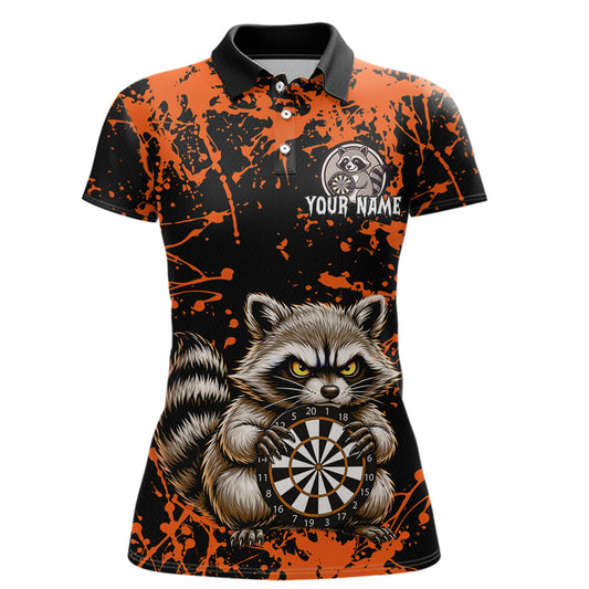 Custom Orange Raccoon Funny Dart Shirt Dart Team Jersey for Women Dartboard Polo & 1/4 Zip Shirts NNT170