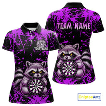Load image into Gallery viewer, Custom Purple Raccoon Funny Dart Shirt Dart Team Jersey for Women Dartboard Polo &amp; 1/4 Zip Shirts NNT170