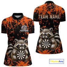 Load image into Gallery viewer, Custom Orange Raccoon Funny Dart Shirt Dart Team Jersey for Women Dartboard Polo &amp; 1/4 Zip Shirts NNT170
