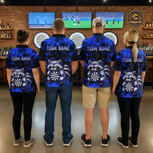 Load image into Gallery viewer, Custom Blue Raccoon Funny Dart Shirt Dart Team Jersey for Women Dartboard Polo &amp; 1/4 Zip Shirts NNT170