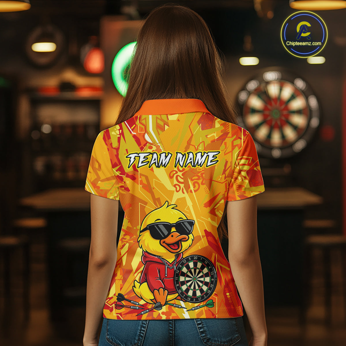 Custom Funny Duck Dart Shirt Dart Team Jersey for Women Dartboard Polo & 1/4Zip Shirts NNT166
