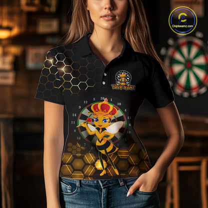 Custom Funny Queen Bee Dart Shirt Dart Team Jersey for Women Dartboard Polo & 1/4 Zip Shirts NNT165