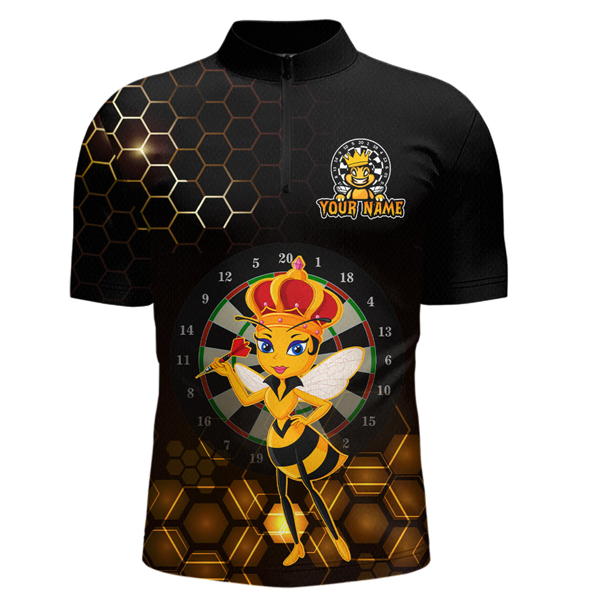 Custom Funny Queen Bee Dart Shirt Dart Team Jersey for Men Dartboard Polo & 1/4 Zip Shirts NNT165