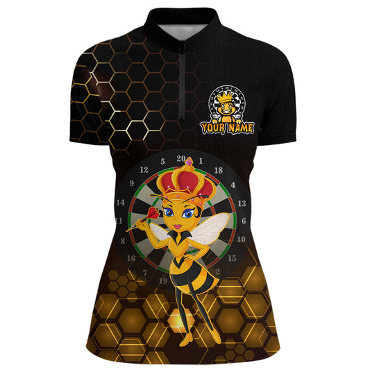 Custom Funny Queen Bee Dart Shirt Dart Team Jersey for Women Dartboard Polo & 1/4 Zip Shirts NNT165
