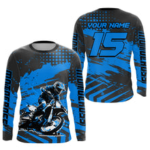 Load image into Gallery viewer, Personalized Blue Motocross Shirts Off-Road Dirt Bike Shirt Kid Men Women UPF30+ DNT16