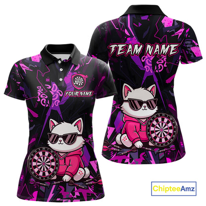 Custom Funny Cat Dart Shirts For Women Dart Board Gifts Darts Team Jerseys Dart League NNT153