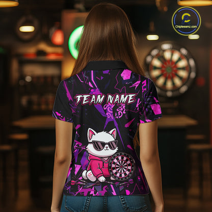 Custom Funny Cat Dart Shirts For Women Dart Board Gifts Darts Team Jerseys Dart League NNT153