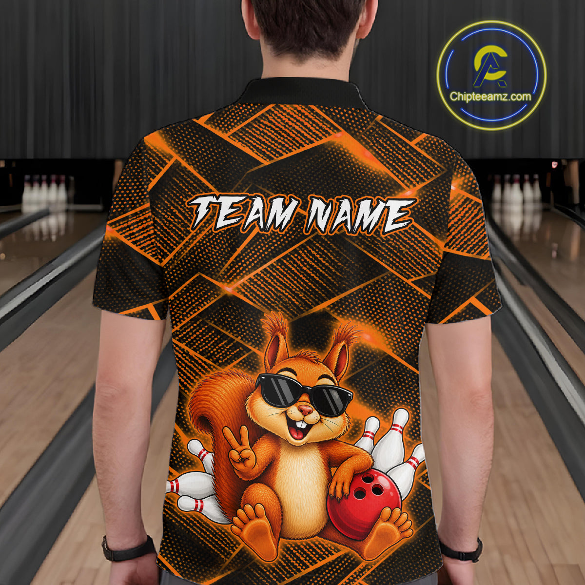 Orange Squirrel Funny Custom Bowling Jersey for Men Bowling Team Shirts Bowling League HNT304
