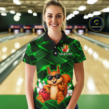 Load image into Gallery viewer, Green Squirrel Funny Custom Bowling Jersey for Women Bowling Team Shirts Bowling League HNT304