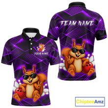 Load image into Gallery viewer, Purple Squirrel Funny Custom Bowling Jersey for Men Bowling Team Shirts Bowling League HNT304