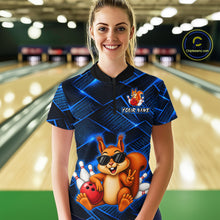Load image into Gallery viewer, Blue Squirrel Funny Custom Bowling Jersey for Women Bowling Team Shirts Bowling League HNT304