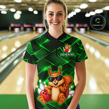 Load image into Gallery viewer, Green Squirrel Funny Custom Bowling Jersey for Women Bowling Team Shirts Bowling League HNT304