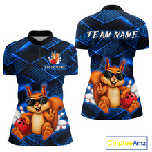 Load image into Gallery viewer, Blue Squirrel Funny Custom Bowling Jersey for Women Bowling Team Shirts Bowling League HNT304