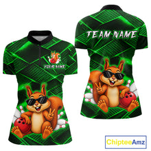 Load image into Gallery viewer, Green Squirrel Funny Custom Bowling Jersey for Women Bowling Team Shirts Bowling League HNT304
