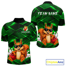 Load image into Gallery viewer, Green Squirrel Funny Custom Bowling Jersey for Men Bowling Team Shirts Bowling League HNT304