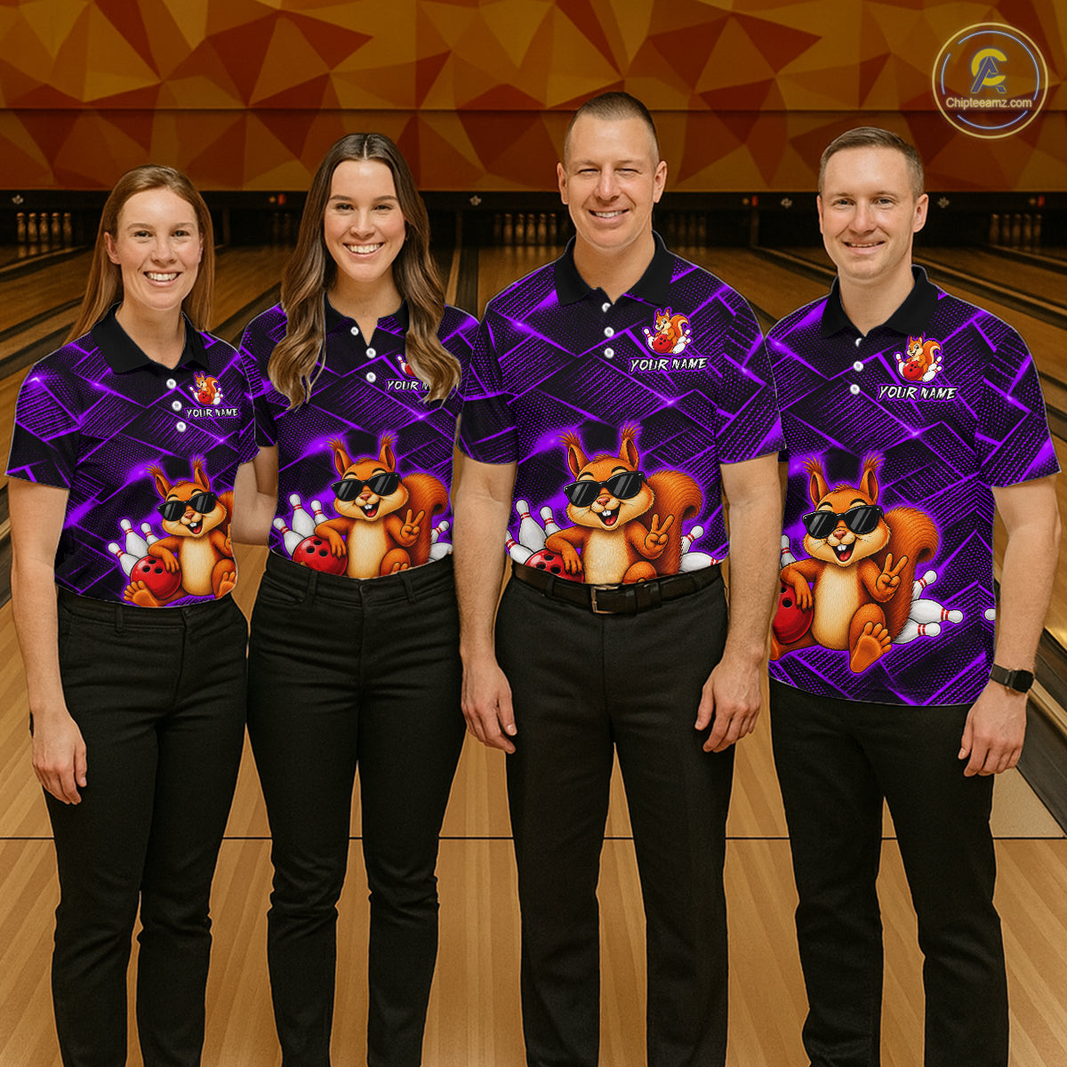 Purple Squirrel Funny Custom Bowling Jersey for Women Bowling Team Shirts Bowling League HNT304