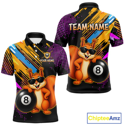 Custom Squirrel 8 Ball Billiard Shirts for Men Billiard Team Jerseys Billiard League Polo & 1/4 Zip NNT285
