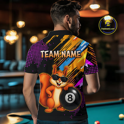 Custom Squirrel 8 Ball Billiard Shirts for Men Billiard Team Jerseys Billiard League Polo & 1/4 Zip NNT285