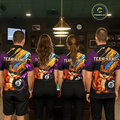 Custom Squirrel 8 Ball Billiard Shirts for Women Billiard Team Jerseys Billiard League Polo & 1/4 Zip NNT285