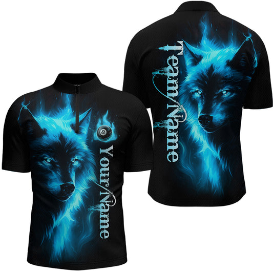 Custom Wolf 8 Ball Billiard Shirts for Men Billiard Team Shirts Billiard League Polo & 1/4 Zip NNT97
