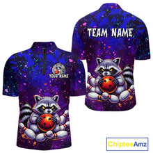 Load image into Gallery viewer, Custom Funny Raccoon Bowling Jersey for Men Bowling Tournament Polo &amp; 1/4 Zip Bowling Team Shirts HNT216