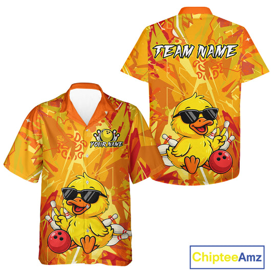 Custom Yellow Duck Hawaiian Bowling Jersey for Men Women Bowling Team Shirts Bowling League HNT236