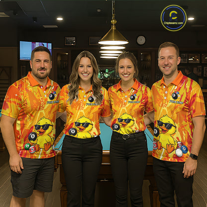 Custom Yellow Duck Funny 8 Ball Pool Shirts Billiard Shirt for Women Billiard Team Jersey League NNT174
