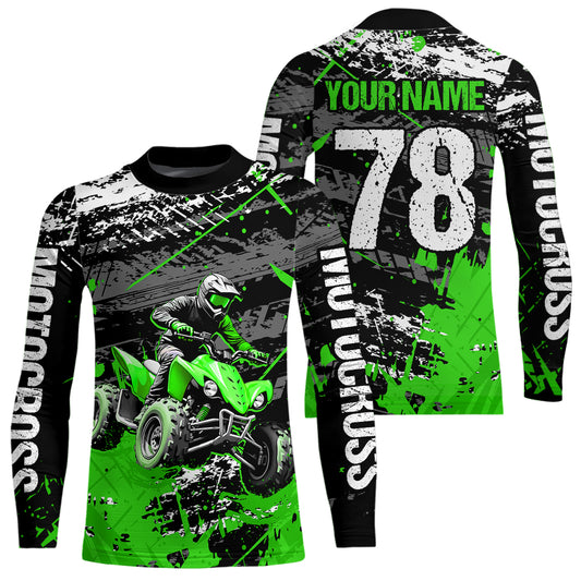 Custom Green Off-Road Quad Bike Shirt Youth ATV Motocross Shirts Kid Men Women UPF30+ DNT78