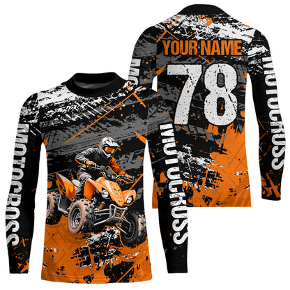 Custom Orange Off-Road Quad Bike Shirt Youth ATV Motocross Shirts Kid Men Women UPF30+ DNT78