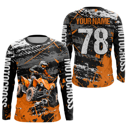 Custom Orange Off-Road Quad Bike Shirt Youth ATV Motocross Shirts Kid Men Women UPF30+ DNT78