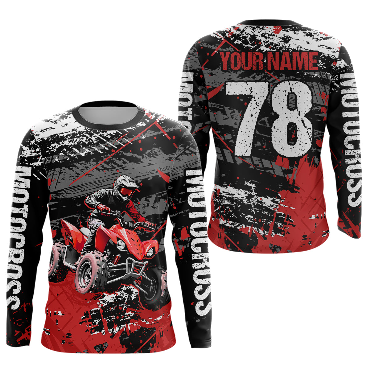 Custom Red ATV Motocross Shirts Kid Adult Motocross Off-Road Quad Bike Shirt UPF30+ DNT62