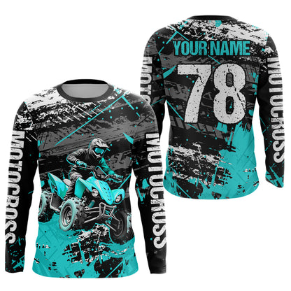 Custom Turquoise Off-Road Quad Bike Shirt Youth ATV Motocross Shirts Kid Men Women UPF30+ DNT78